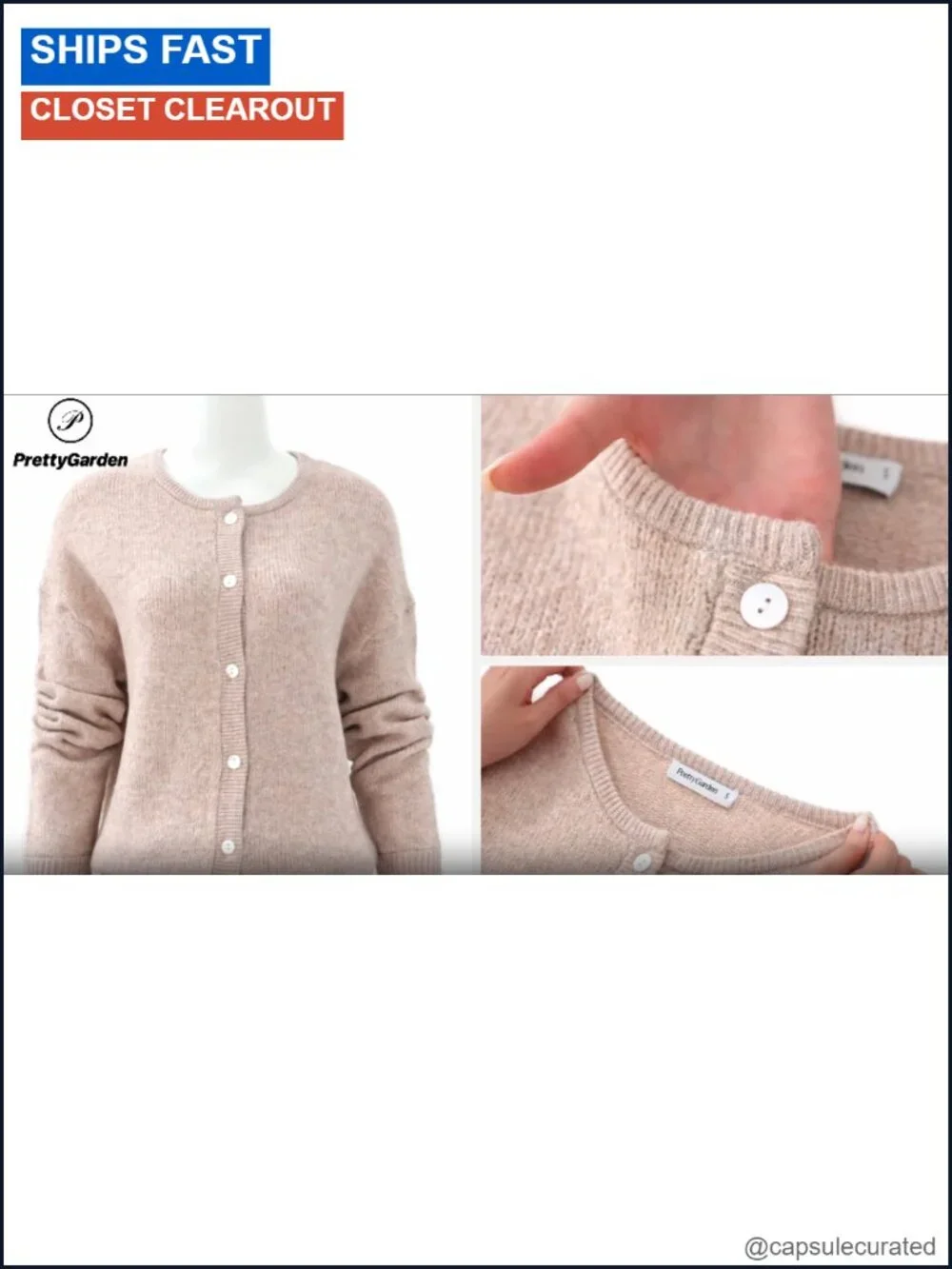 Womens Long Sleeve Crewneck Button Down Rib Knit Cardigan Sweater
